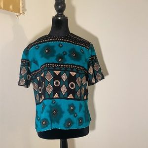 Tribal Print Short Sleeve Blouse